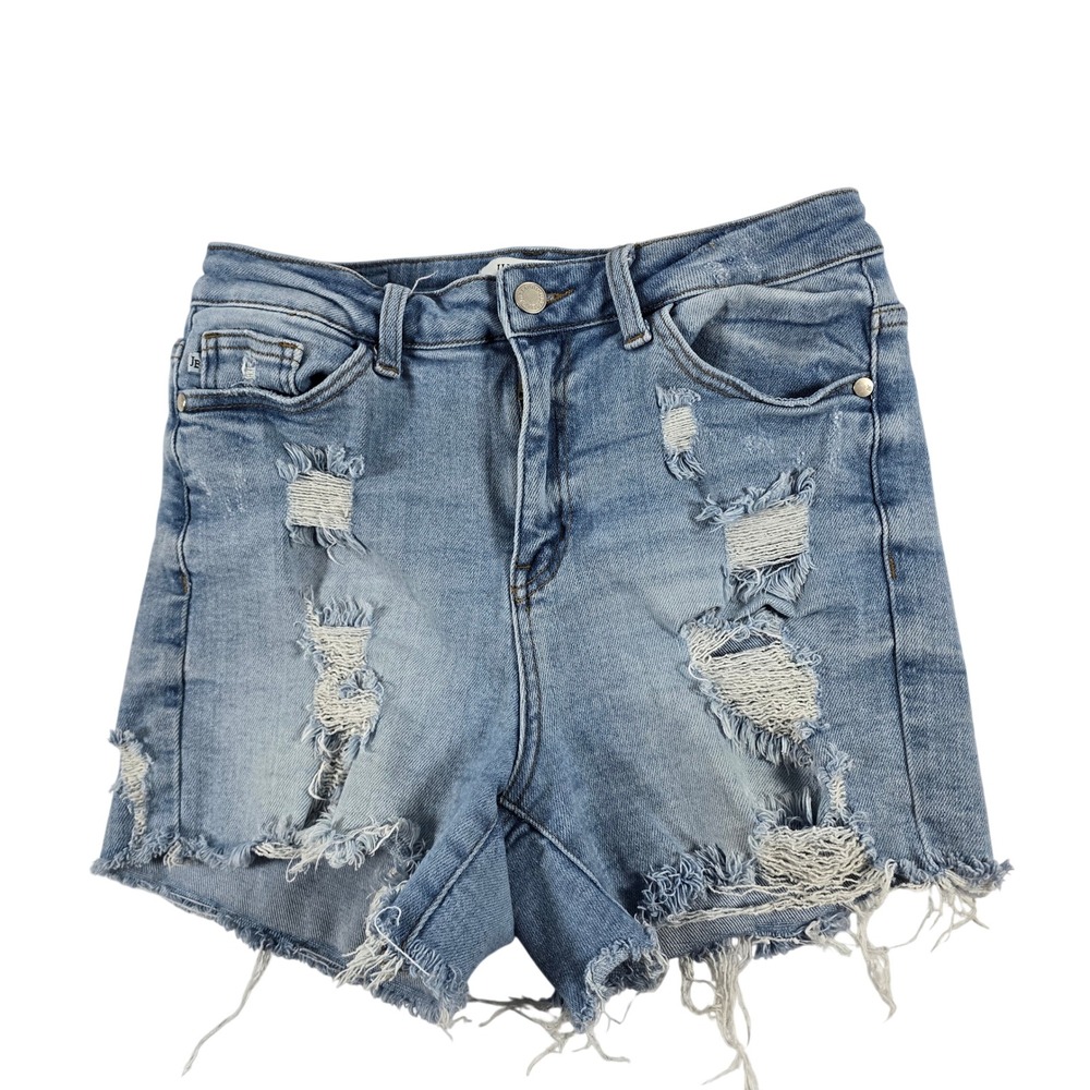 Judy Blue Los Angeles Distressed Denim Shorts Light Wash High Rise Size M 12084